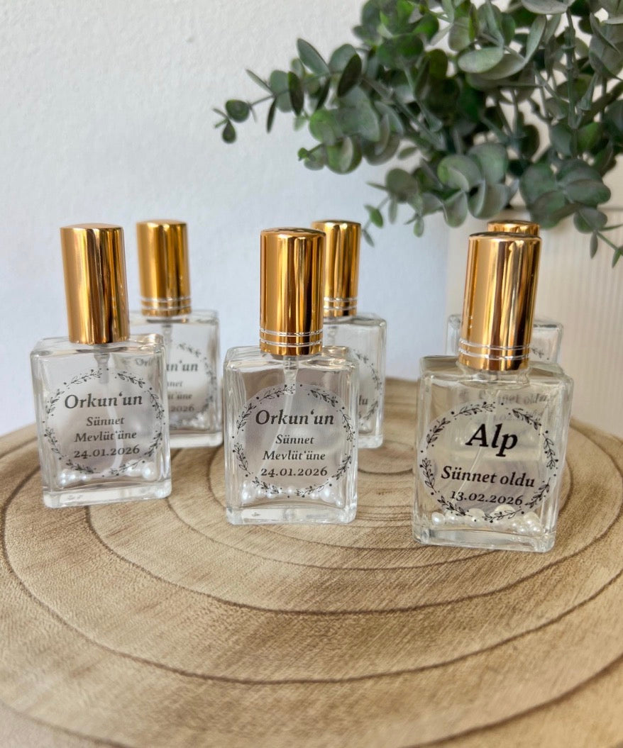Glas Flakon mit Kolonya- personalisiertes Gastgeschenk- für DIY