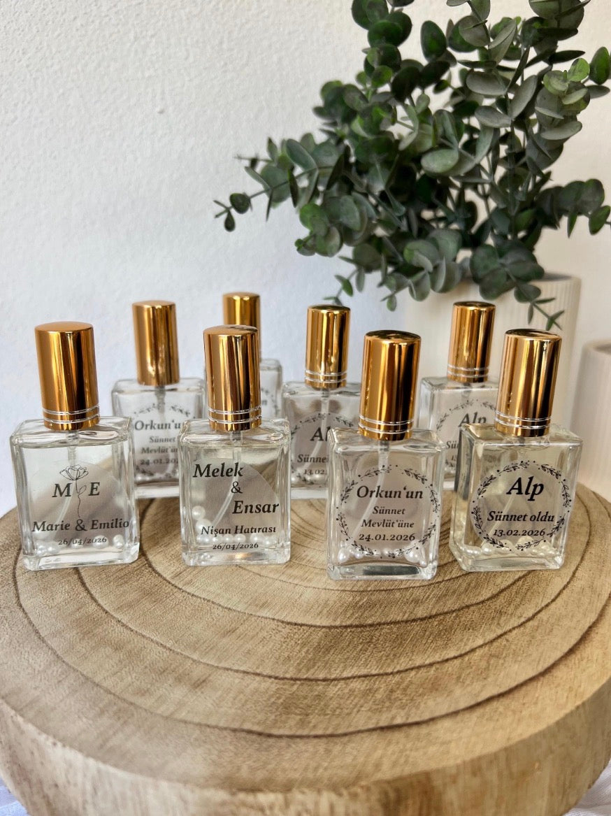 Glas Flakon mit Kolonya- personalisiertes Gastgeschenk- für DIY