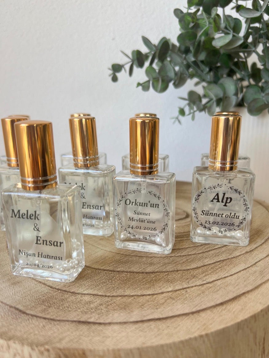 Glas Flakon mit Kolonya- personalisiertes Gastgeschenk- für DIY
