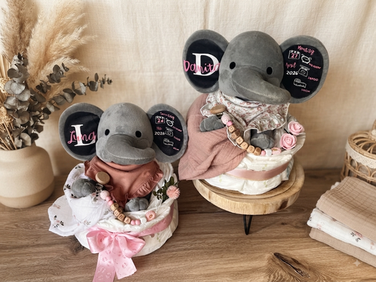 Windeltorte mit personalisiertem Elefant