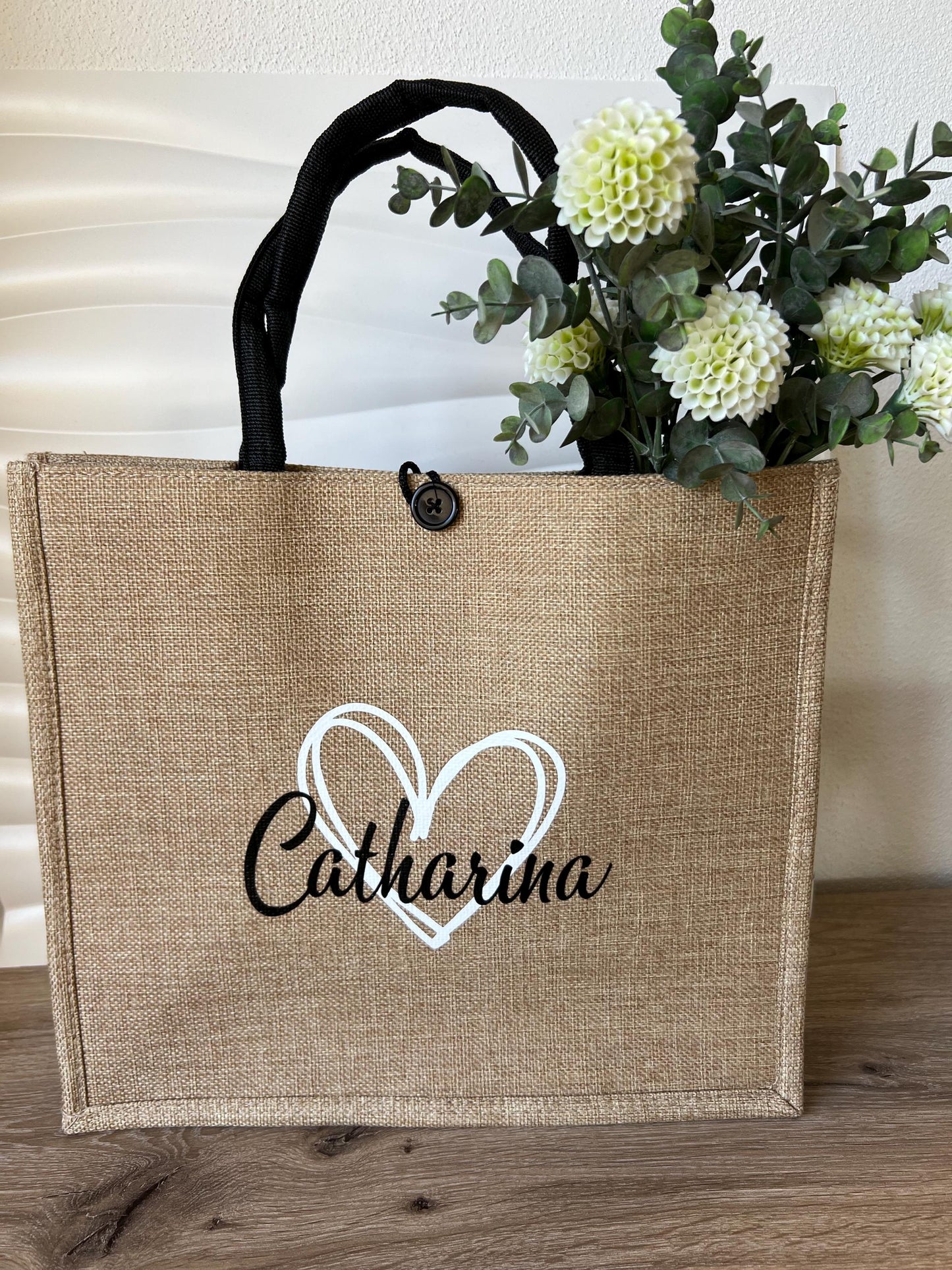 Jute Bag, Tragetasche, Alltagsbegleiter, Einkaufstasche, Geschenk,Lieblingsmensch,  Herzensmensch, Wunschmotiv, Mama oder den Namen