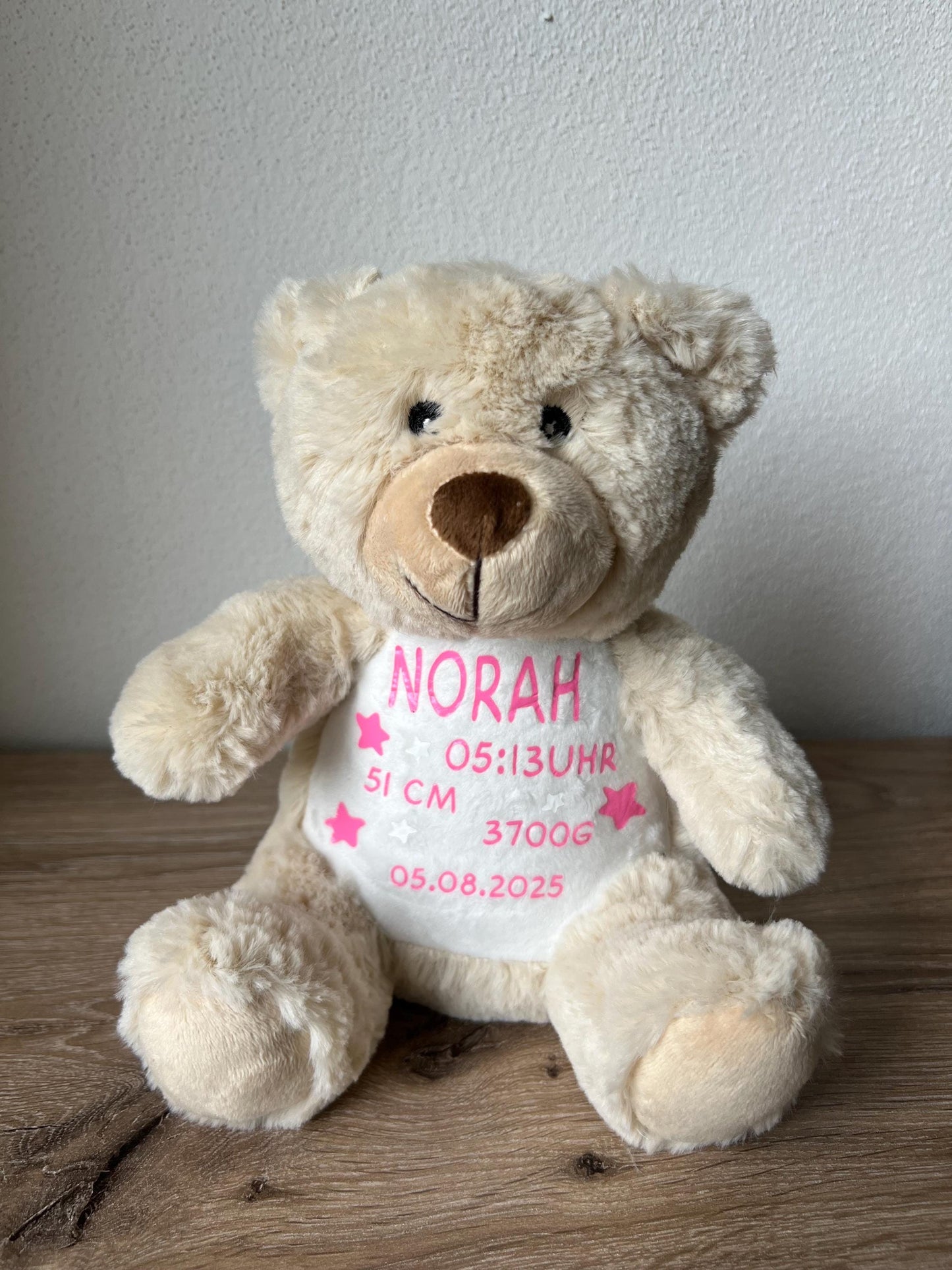 Personalisiertes Kuscheltier  Teddy, Giraffe oder Löwe  mit Geburtsdatum | Baby Geschenk, Geburt, Taufe, Erinnerung