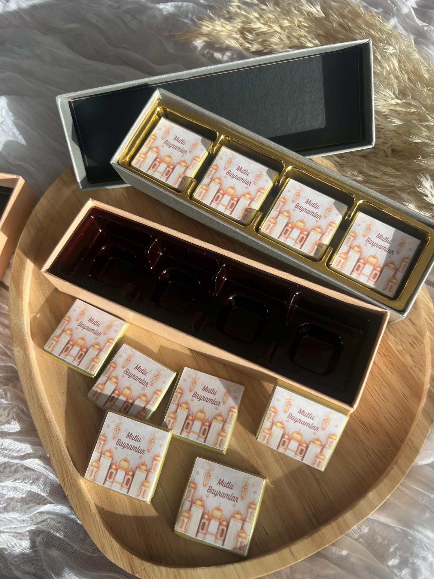 Geschenkbox mit Schokoladentalern, Mutlu Bayramlar, Gastgeschenk Bayram, Eid Mubarak, Eid Geschenk