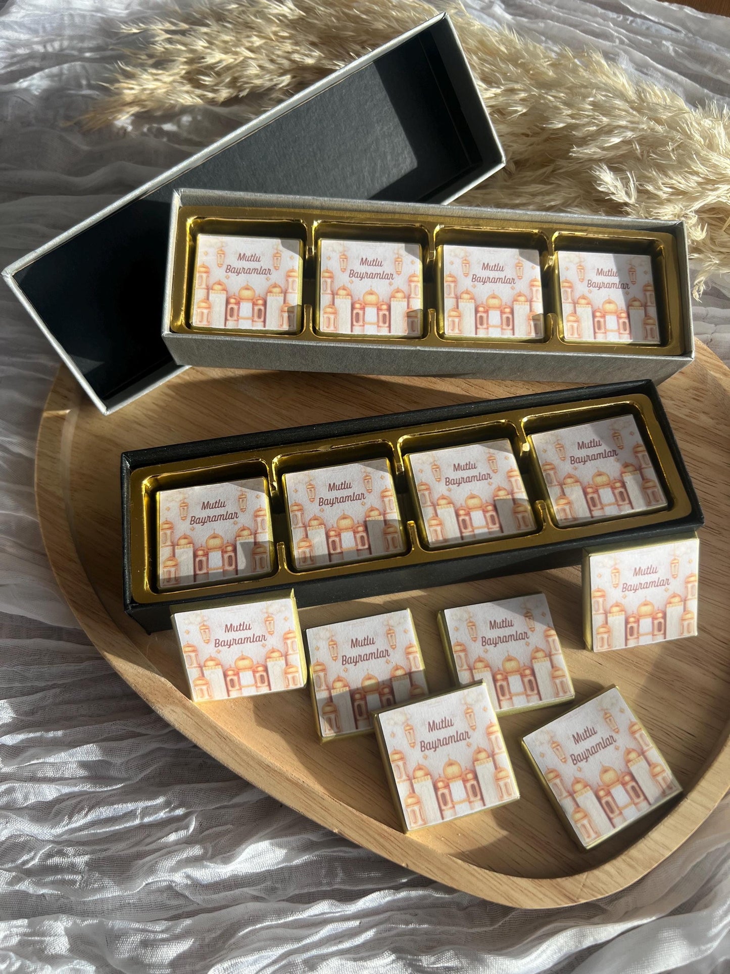 Geschenkbox mit Schokoladentalern, Mutlu Bayramlar, Gastgeschenk Bayram, Eid Mubarak, Eid Geschenk