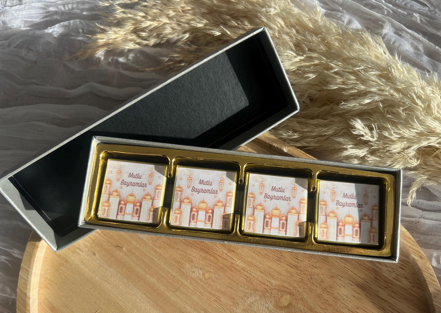 Geschenkbox mit Schokoladentalern, Mutlu Bayramlar, Gastgeschenk Bayram, Eid Mubarak, Eid Geschenk