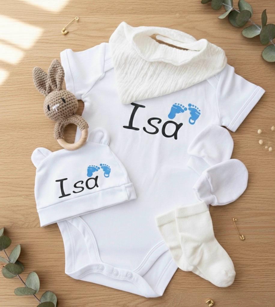 Personalisierte Baby Geschenkbox zur Geburt  hochwertiges Neugeborenen Set mit Namen, sofort bereit zum Verschenken