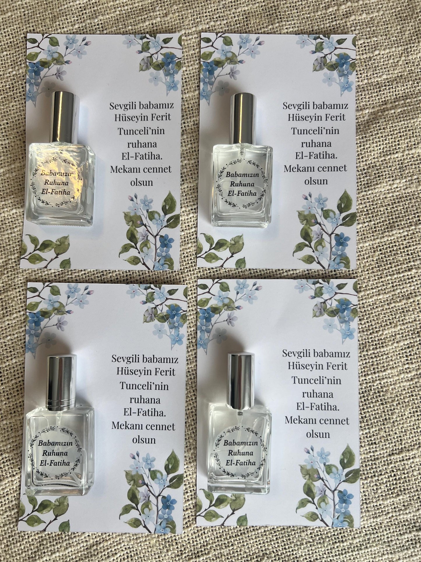 Personalisierte Mevlüt Karte, Gastgeschenk Karte mit Kolonya Sprühflasche, Mevlüt Hediye, Tischkarte, Baby, Sünnet, Nişan, Bebek Geschenk