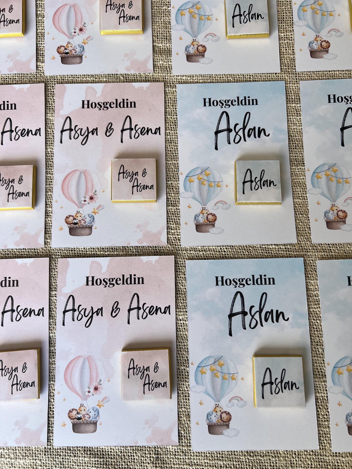 Personalisierte Mevlüt Karte mit Schokotaler, Mevlüt Kartı, Hoşgeliniz, Tischkarte, Baby Willkommenstischkarte, Hoşgeldin Bebek