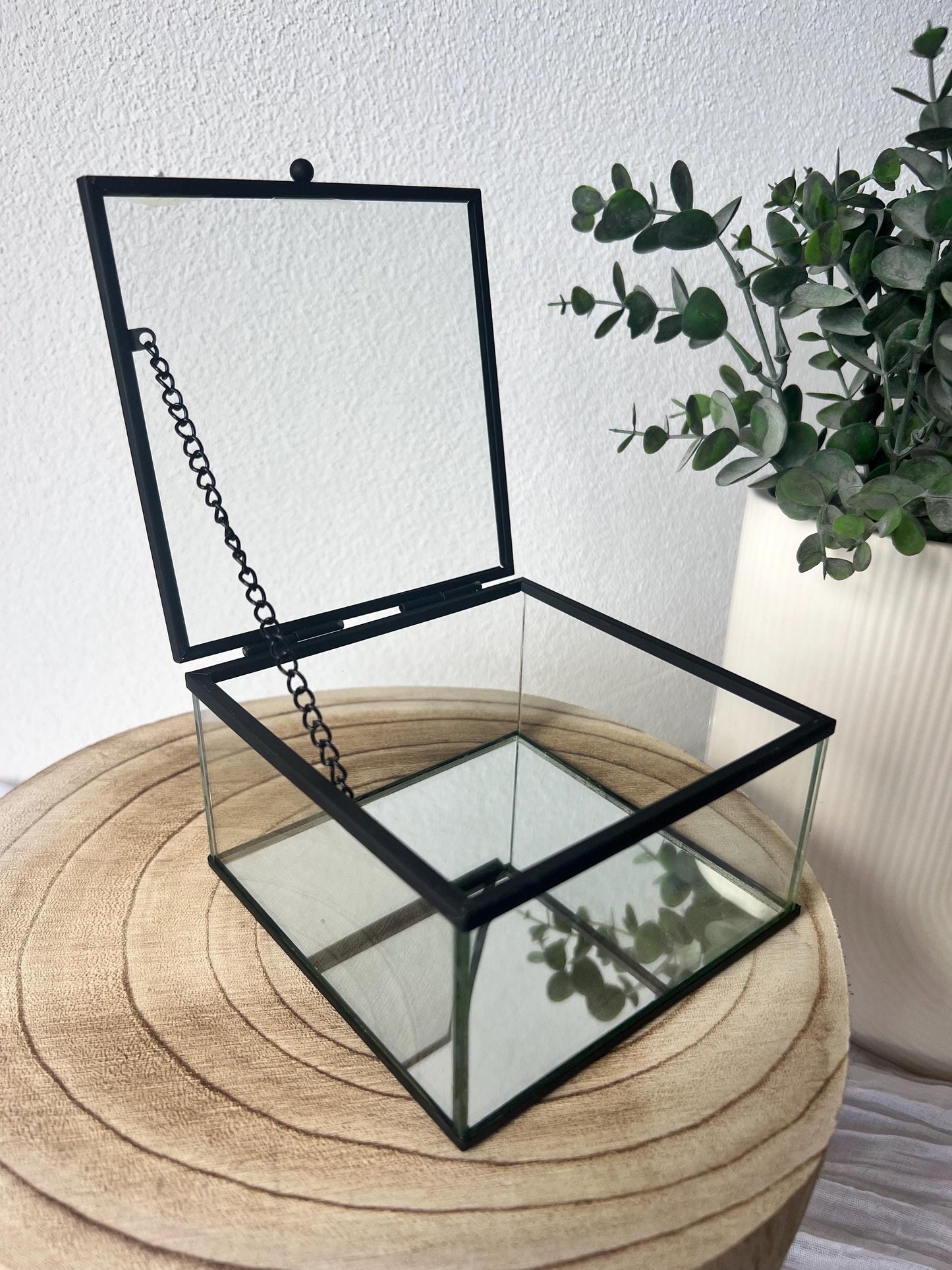 Glasbox Gold & Schwarz, DIY Ringbox, für Hochzeit, Schmuckkästchen Glas, Vintage Ringbox für Hochzeit und Verlobung