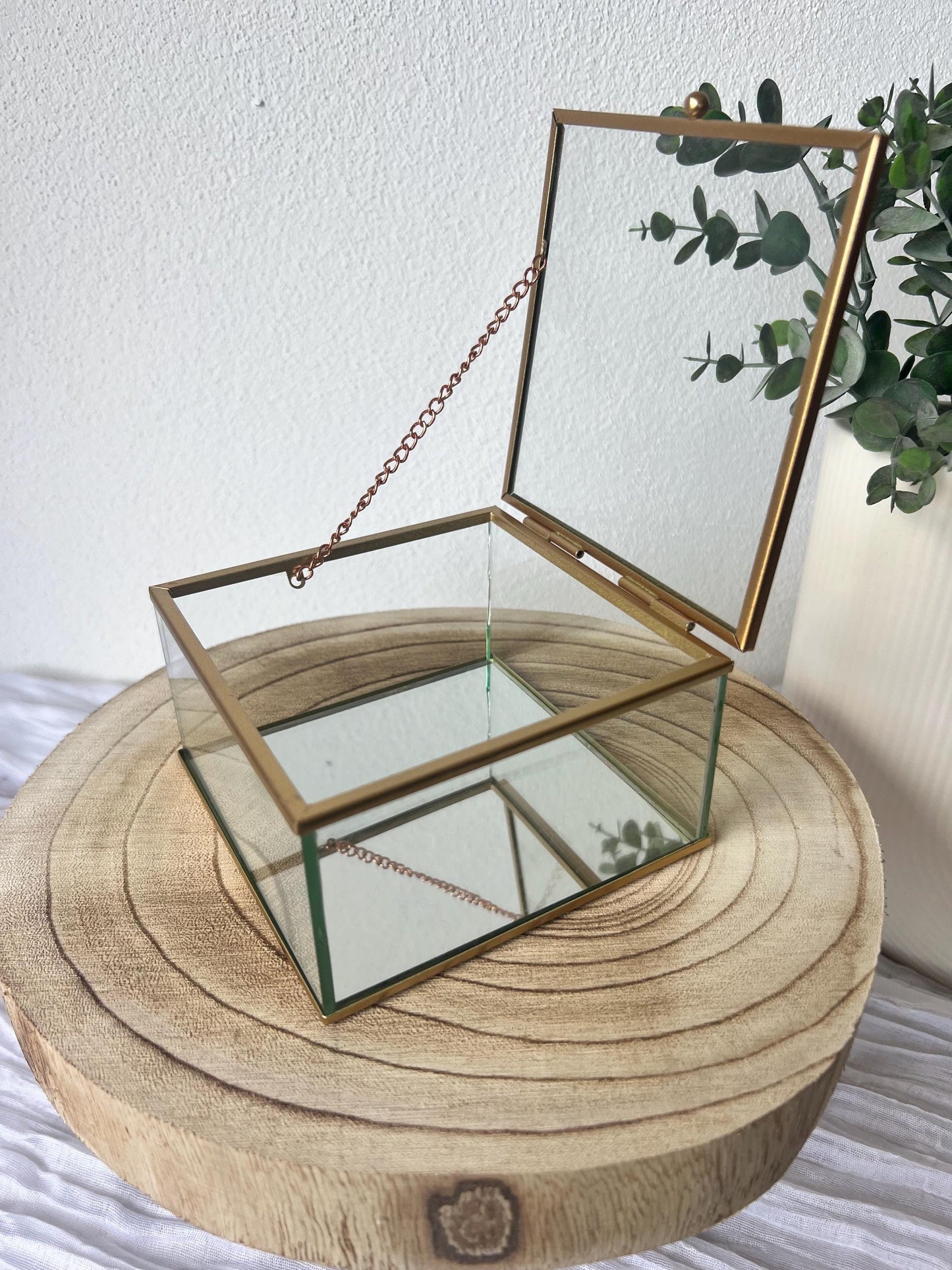 Glasbox Gold & Schwarz, DIY Ringbox, für Hochzeit, Schmuckkästchen Glas, Vintage Ringbox für Hochzeit und Verlobung
