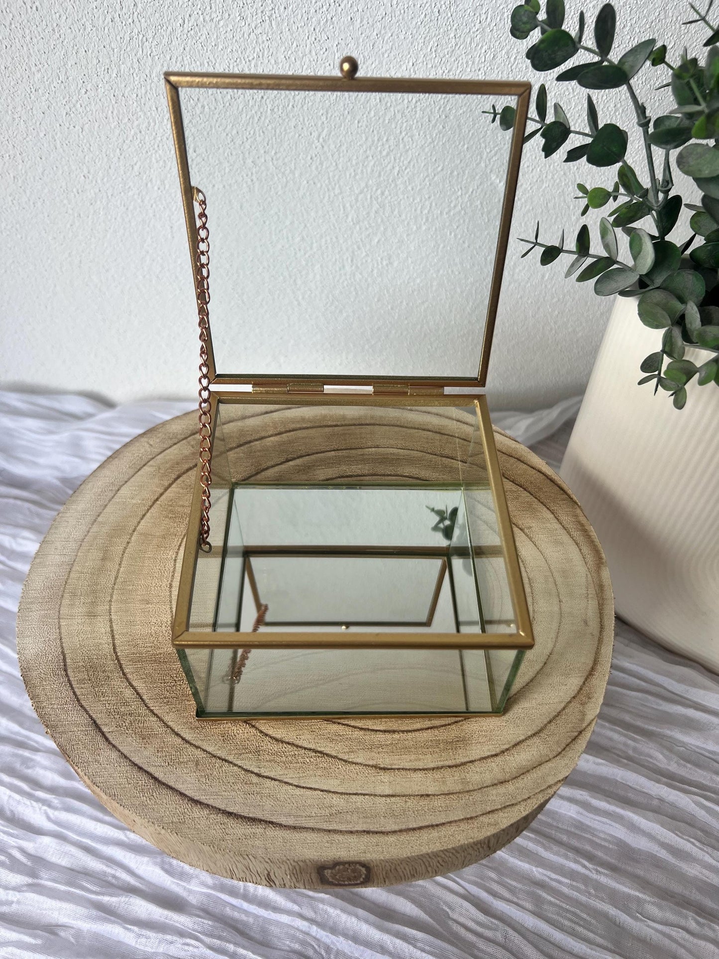Glasbox Gold & Schwarz, DIY Ringbox, für Hochzeit, Schmuckkästchen Glas, Vintage Ringbox für Hochzeit und Verlobung