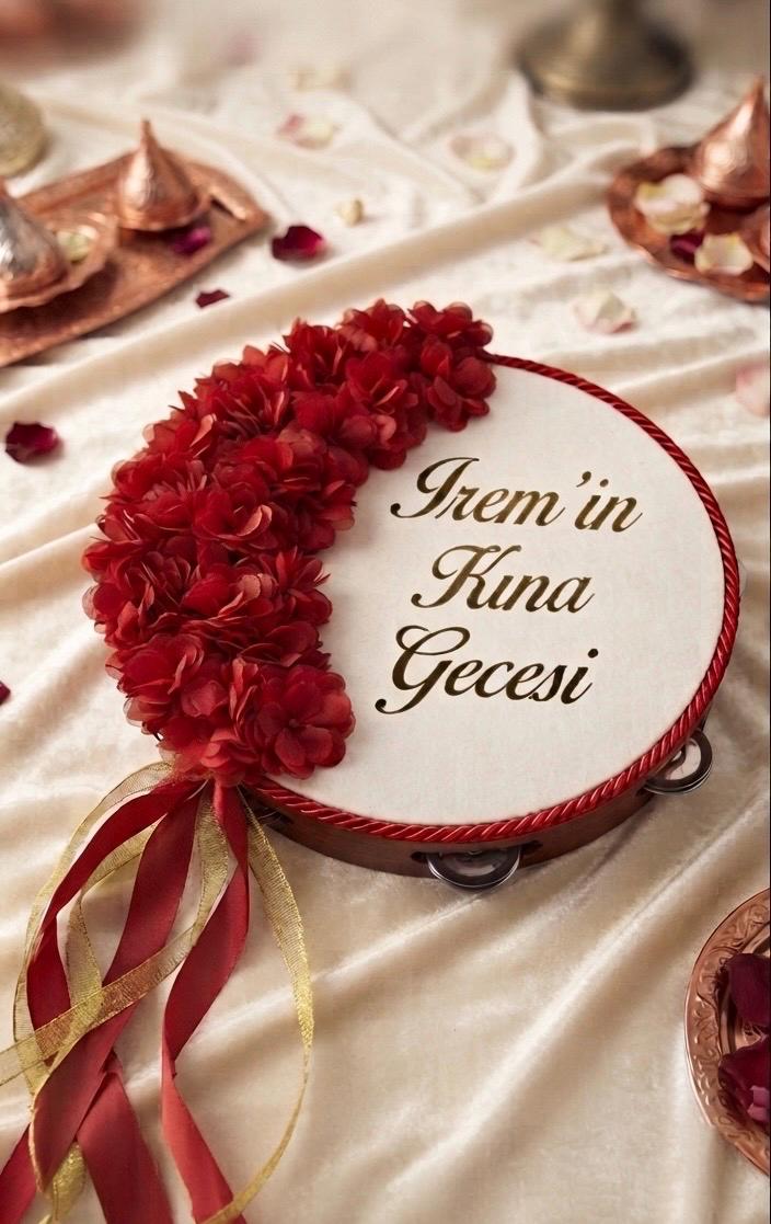 Personalisiertes Henna Tamburin, Brauttrommel, Isimli Kına Tefi, Henna Night, Henna Favor