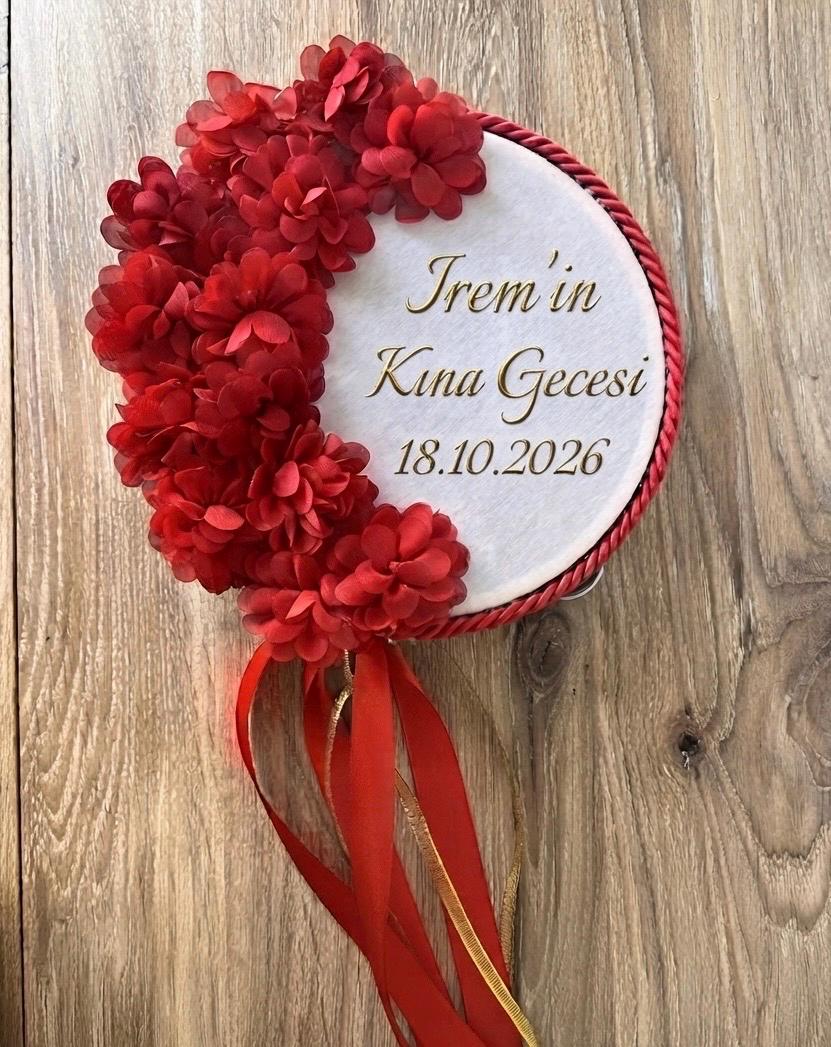 Personalisiertes Henna Tamburin, Brauttrommel, Isimli Kına Tefi, Henna Night, Henna Favor