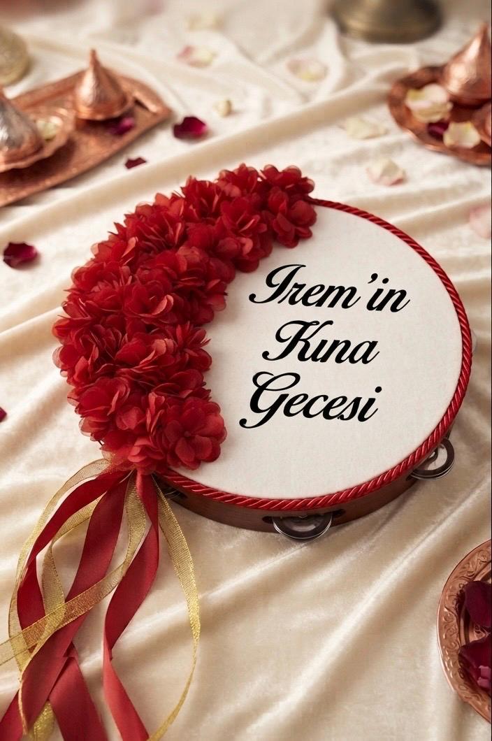 Personalisiertes Henna Tamburin, Brauttrommel, Isimli Kına Tefi, Henna Night, Henna Favor
